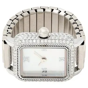 Radiance by Absolute™ Silvertone Rectangle Dial Ring Watch