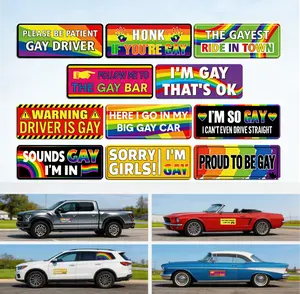 12PCS Funny Rainbow Pride Magnet Stickers , LGBT Car Bumper Magnetic Decals, Reusable Prank Signs for Vehicles Trucks Fridge, Colorful Car Accessories