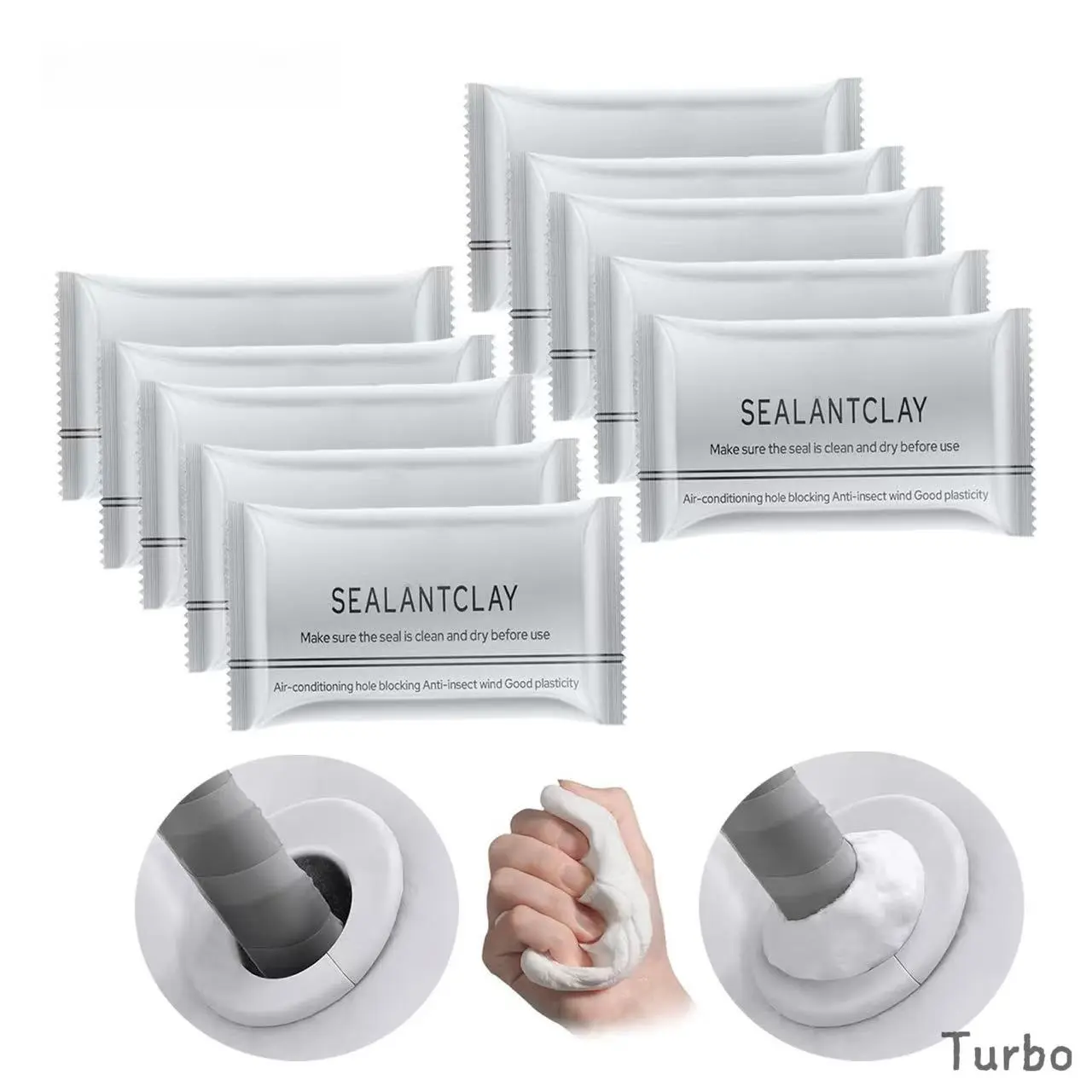 Repair  Holes for  Hole,10 Counts Waterproof Sealant Mastic,Drain Connection,Quick Mending Mud,Air Conditioning Hole Waterproof Seal Putty.Turbo