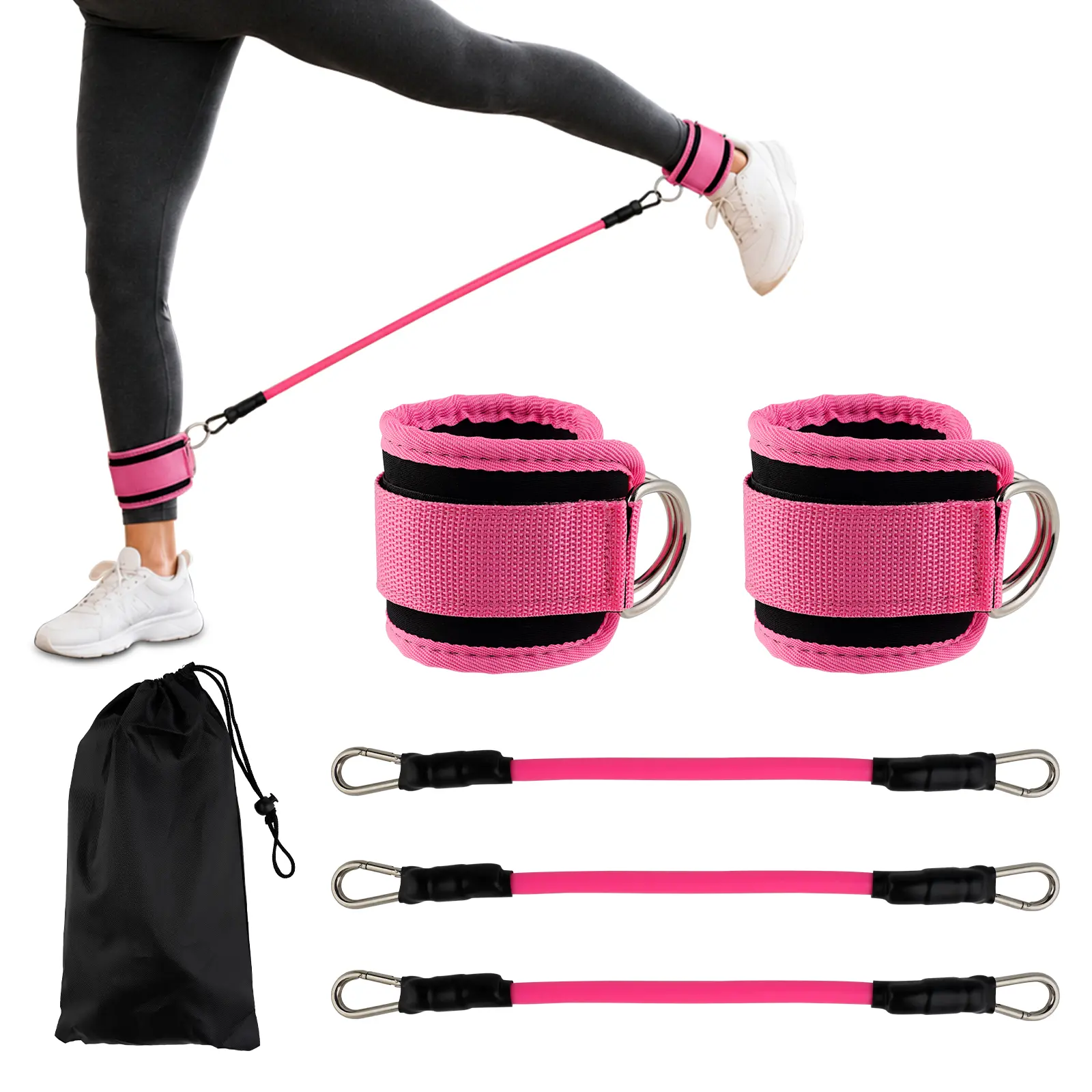 Ankle Resistance Bands for Women with Cuffs - Glutes Trainer for Hip Training, Kickbacks & Lower Body Athletic Workouts, Gym Stuff, Lower Body Workout, Athletic Training Resistance Bands, Leg Workouts