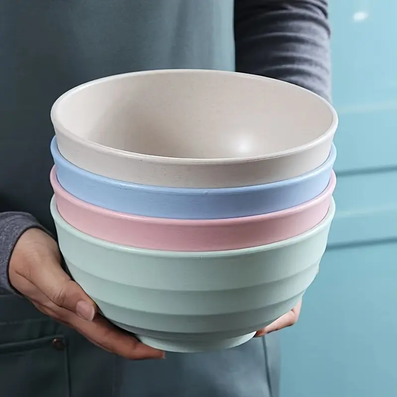 4-Piece Unbreakable Cereal Bowl Set, 24 Oz PP Plastic Bowls for Soup/rice/cereals, Microwave & Dishwasher Safe, Lightweight Dinnerware, Salad Serving Bowls, Kitchen Bowls, Meal Prep Bowls