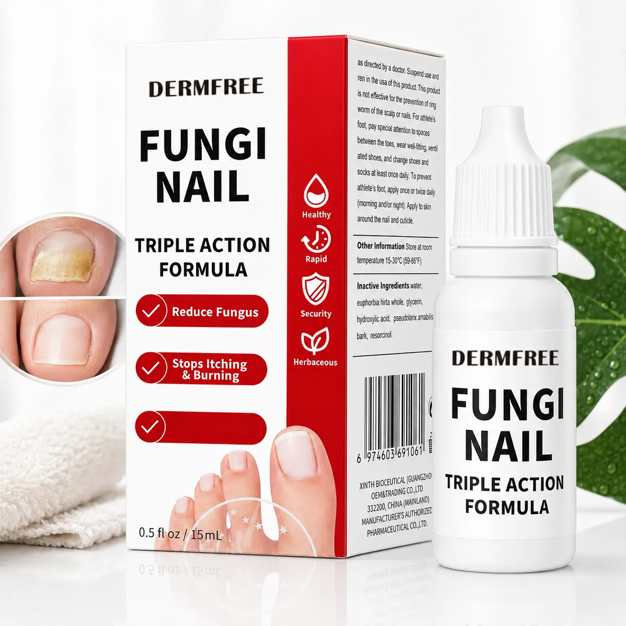 15ml Triple Action Brightening Care Liquid - Natural Herbal Formula for Toenails & Fingernails, Moisturizing Cuticle Nourishment for Discolored Nails, Daily Treatment