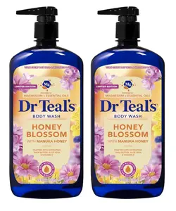 Dr Teal’s Honey Blossom Body Wash 24oz (2 Pack) – Magnesium + Essential Oils, Manuka Honey, Hydrating Shea Butter & Aloe