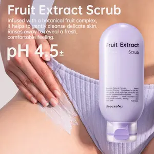 BreezeNu S1 Bikini Exfoliating Scrub for Ingrown Hair Care, Gentle pH 4.8 Intimate Scrub with Natural Fruit Extracts, Vitamin C & Perlite, Smooth & Brighten Skin, For Bikini Area & Body