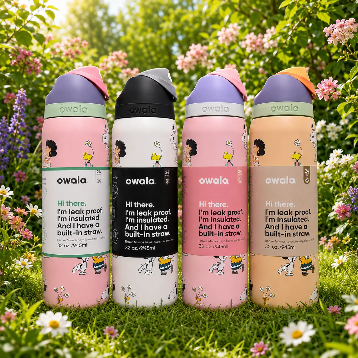 Owala. FreeSip 32oz Insulated Water Bottle with Built-In Straw | Keeps Cold 24H & Hot 12H | BPA-Free | Leak-Proof | Colorful Winter Collection - Sports Water Bottles
