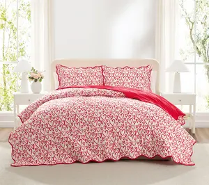 Hallmark Heart Strings 3-Piece Red/Multicolor Quilt Set, F/Q