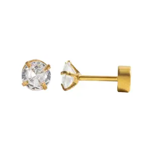 Diamond Flatback Stud Earrings (Hypoallergenic, All-Day Comfort for Sensitive Ears, Kids)