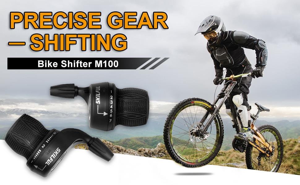 Bicycle 21 Speed Shifter Lever Revoshift Shift Lever Set, 3 x 7/6 Speed Grip Shift Left and Right Shifter for Mountain Bike with 1 Pair of Non-Slip Rubber Bike Handle Bar Grips