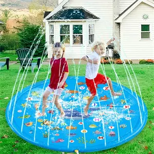 Inflatable Water Spray Mat, Inflatable Water Sprinkler Portable Swimming Water Spray Mat, Letter Learning Mat, Summer Courtyard Lawn Game, Outdoor Game Area, Inflatable Floating Bed, Blow Up Pool, Kiddie Swimming Pool