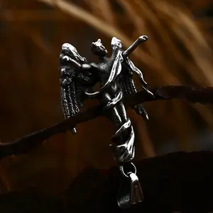 GTHIC Unisex Fallen Angel Stainless Steel Pendant For Rapper Rocker Daily Wear Birthday Gift