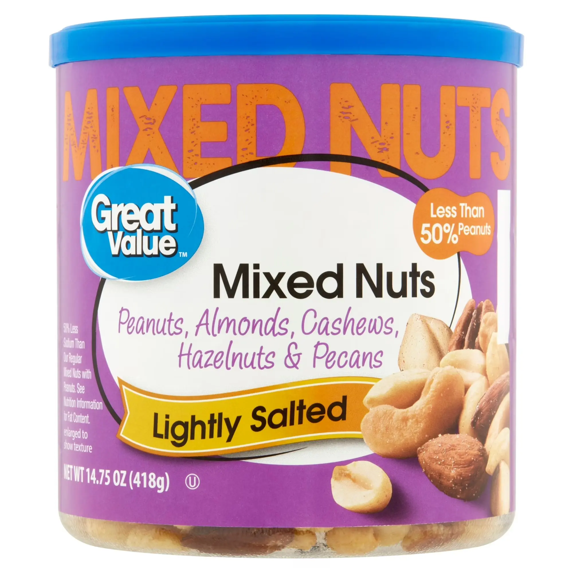 Great Value Roasted & Lightly Salted Mixed Nuts – Premium Nut Blend, 14.75 oz