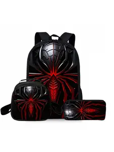 Mechanical Spider Print Backpack Three-Piece Set Lunch Bag Pencil Case Backpack Trendy Backpack