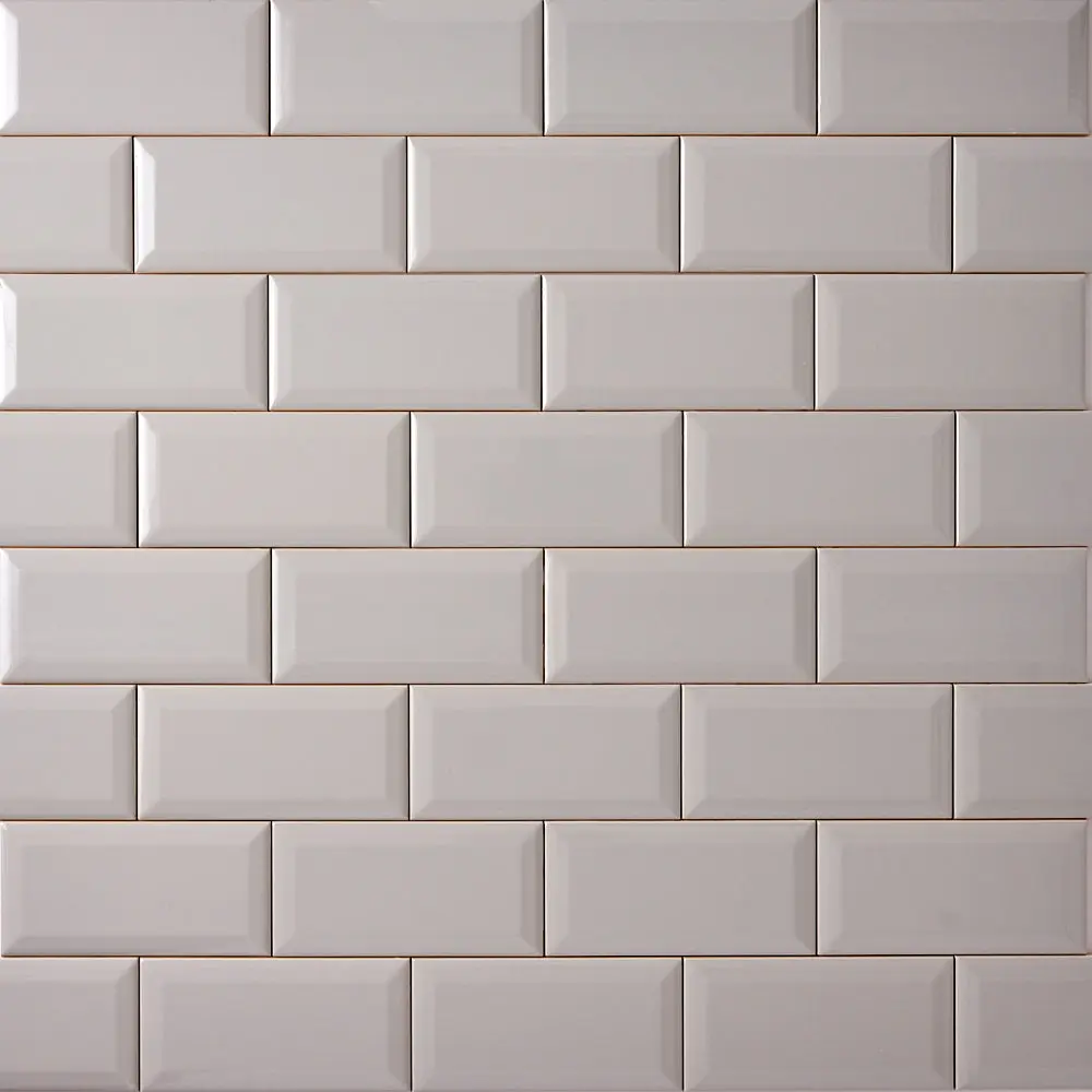 Timeless Soft Gray Beveled 3x6 Ceramic Tile Glossy