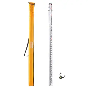 VEVOR Aluminum Grade Rod, 9-Feet/8ths 3 Sections Telescopic Measuring Rod, Double-Sided Scale 1/8in Leveling Rod Stick,Aluminum Alloy Survey Rod with Bubble Level &Carrying Bag for Houses,Walls,FloorsSummervibes