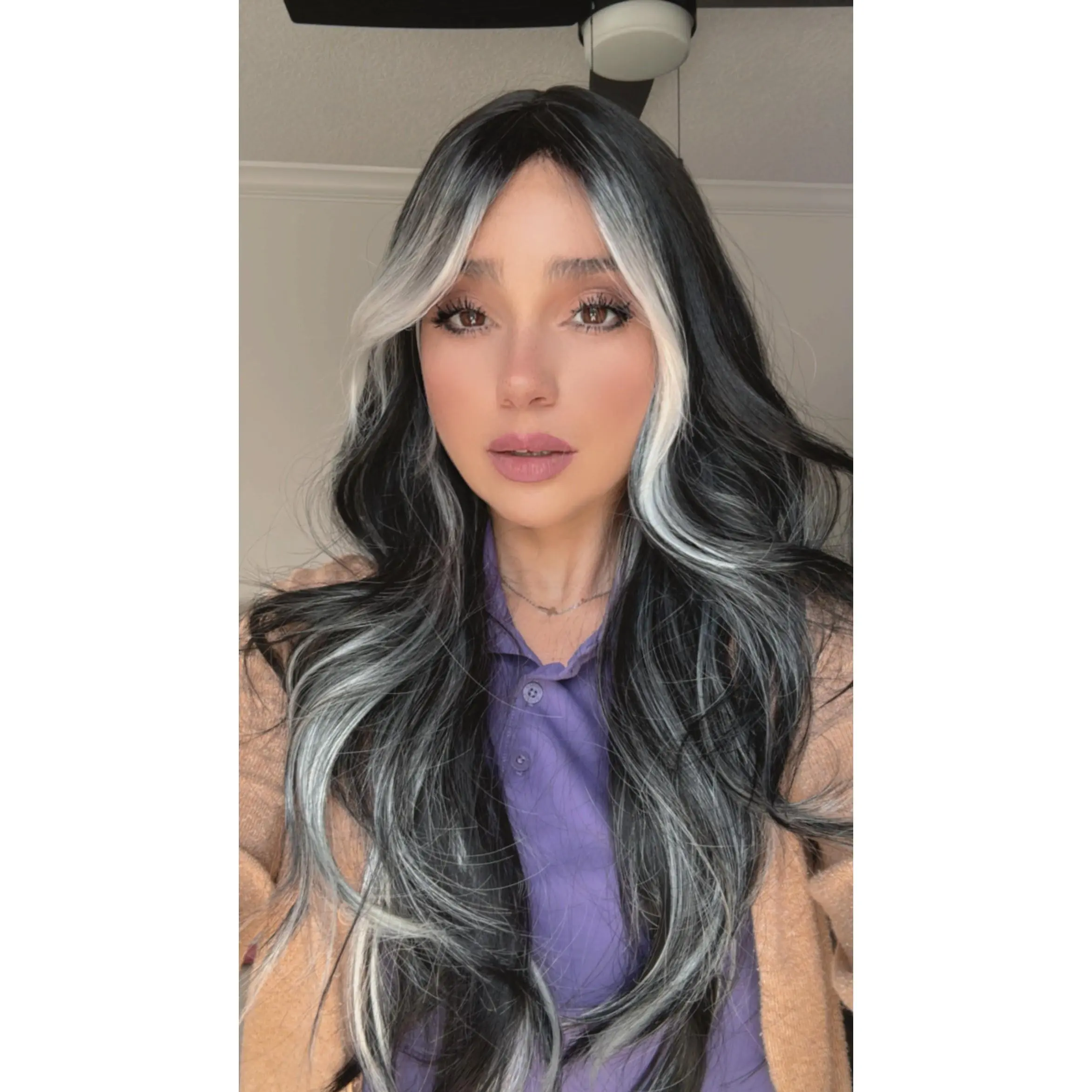 EllaRae | Dove Style Wig | Black With Gray Highlights And Money Pieces