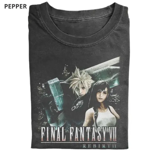 Final Fantasy VII Rebirth Shirt, Cloud Strifee and Tiffa Lockhart T-Shirt, Retro Y2K Gaming Shirt, Anime Style Gamer Tee, Fantasy RPG Graphic T-Shirt, Gift for Gamers, Gift for Men, Gift for Women