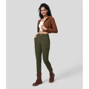 Halara Flex High Waisted Zipper Pockets Solid Skinny Cargo Pants