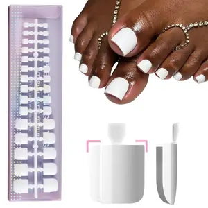 150 Pcs Short Square Pointed Press-On Gel Toe Nails, 15 Sizes, Acrylic Extendable False Toe Nails, Ideal for Women and Girls