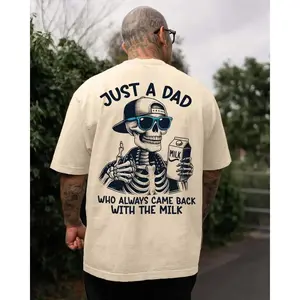 Just A Dad Who Always Came Back With My Milk T-shirt, featuring a skull print design and comfortable cotton fabric.