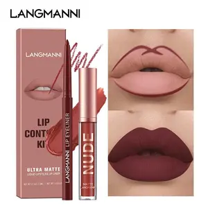 2 in 1 Long Lasting Lip Liner & Matte Lipstick, 1 Count Waterproof Lip Liner & Matte Lipstick, Perfect for Lip Makeup, Makeup Accessories, Cosmetic, Lipliner, Lip Liner Set