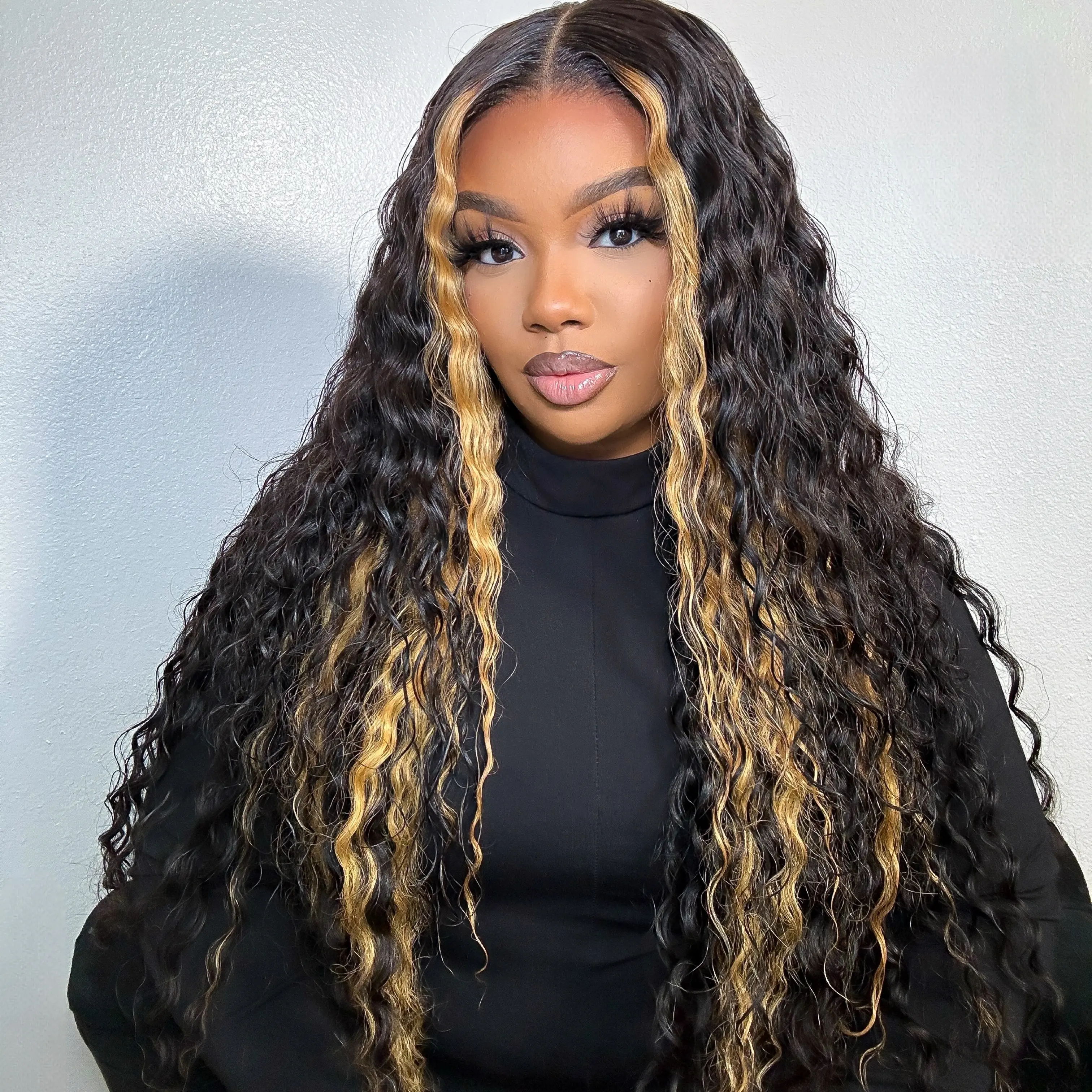 Amanda Hair Glueless Blonde Highlights 7x5 Closure 6x4 Lace Pre-cut Pre-bleached 180% Density Deep Curly Human Hair Glueless Wa00ter Wave Burmese Curly Wig #tiktokshopdealsforyou