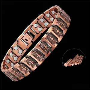 Men's Magnetic Bracelet, Low Allergy Copper Jewelry, Adjustable Design, Strong Magnet Therapy Accessory, Ideal Gift with Size Tool