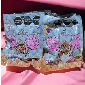 6 BARULLO Spicy Sandia Cotton Candy - Spicy & Sweet Fruity Flavor Soft Fluffy Texture Perfect for Snacking Parties or Fun Treats Pack of