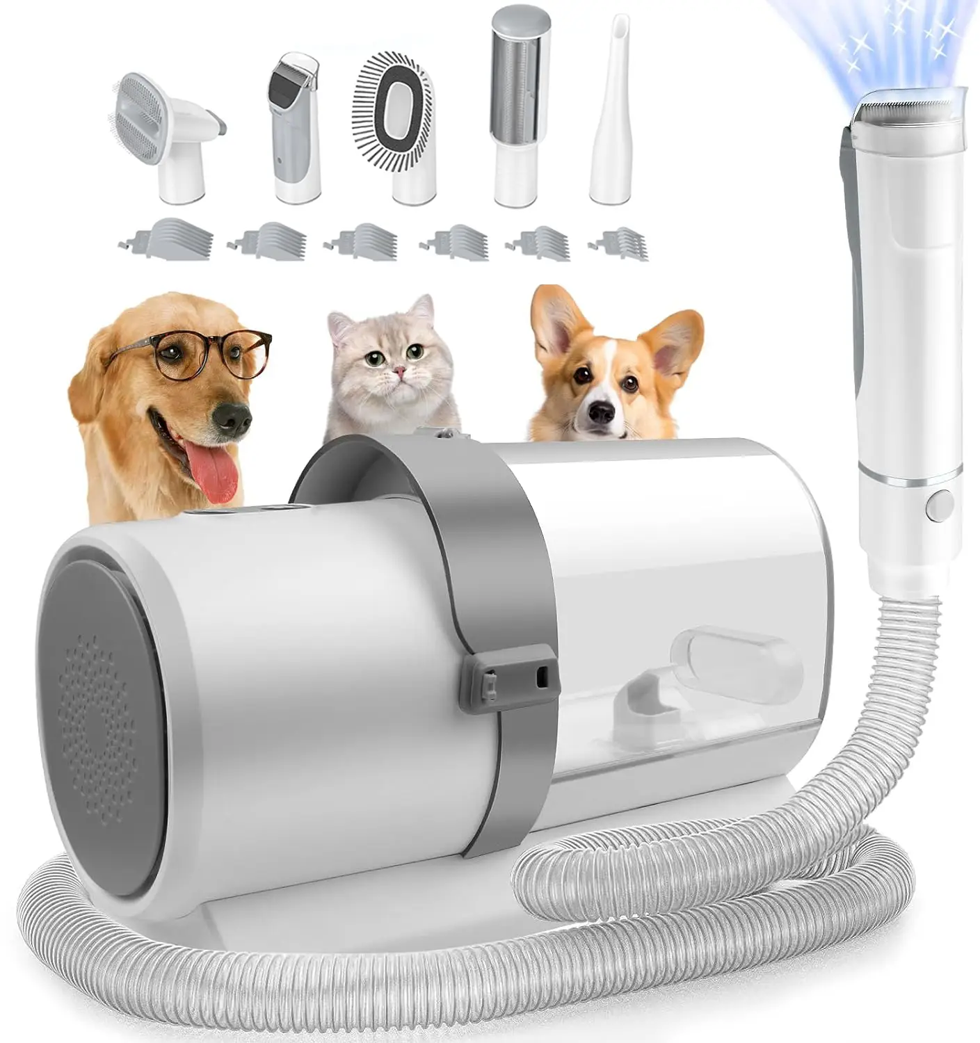 Dog Grooming Kit, 5 in 1 Pet Grooming Vacuum with 4 Hair Combs, 2.5L Dog Hair Vacuum Groomer, Dog Vacuum Brush for Shedding Grooming Low Noise Pet Ha