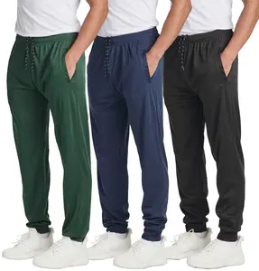 Real Essentials 3 Pack: Men's Tech Mesh Active Athletic Casual Jogger Sweatpants with Pockets(Available in Big & Tall)
