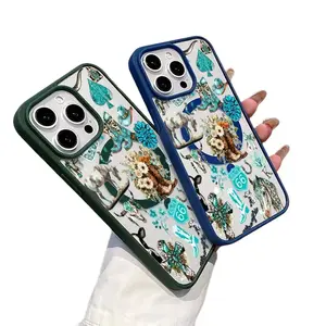 MagSafe Case for iPhone 17 Pro Max 16 Plus 15 14 13 12 11 Air E Cowboy Cactus Caper Pattern Acrylic Back TPU Edges Shockproof Ultra Thin Mobile Phone Cover Gift for Boy