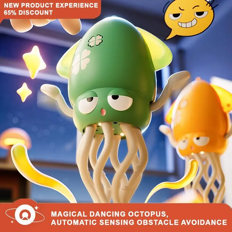 Musical Light Up Electric Octopus Toy - 8-Leg Crawling Action, LED Dance, Smart Obstacle Avoidance, Interactive Sensory Gift for Toddlers