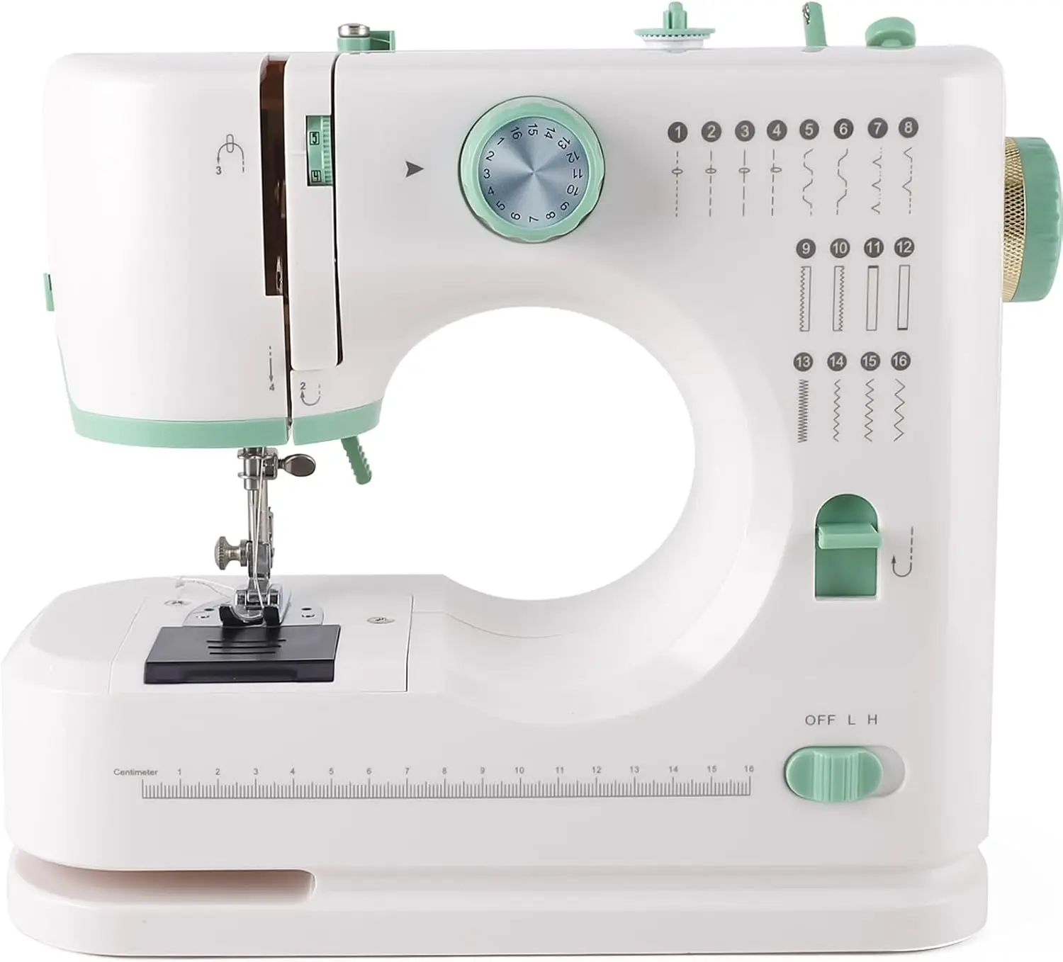 Twin Needle Sewing Machine, 16 Stitches Double Thread for Beginners | Lightweight household machine with foot pedal, built-in light, storage drawer and accessory kit. Ideal for DIY and home use