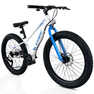 CYBIC 24 inch Fat Tire Mountain Bike for Man, Bicycle with High Carbon Steel Frame, Double Disc Brake 24 in Tire Fat Tire Bike with 7 Speeds as a Gift