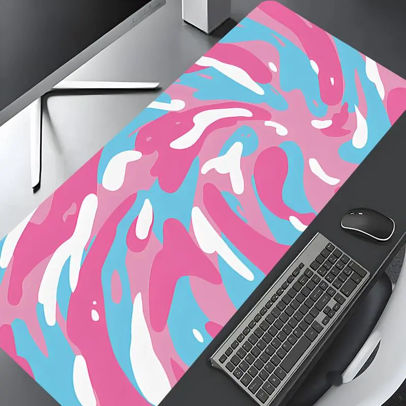 Abstract Blue and Pink Pattern Mouse Pad, Rectangle Gaming Mouse Pad, Non-slip Rubber Pad, Desktop Decoration Protective Pad for Home Office, Cute Desk Accessories, Computer Desk Accessories