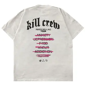 Kill Crew Oversized Graphic T-Shirts Loose Menswear Top Relaxed Fit Tshirt Streetwear Casual Medium Round Neck