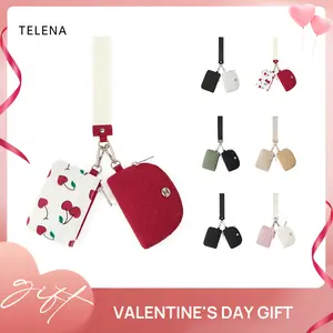 Telena Valentine's Day gift  Mini Zip Around Wristlet Wallets for Women Coin Purse Wristlet Keychain Dual Pouch Wallet Wristlet Gift Women's small wallet  gift for her