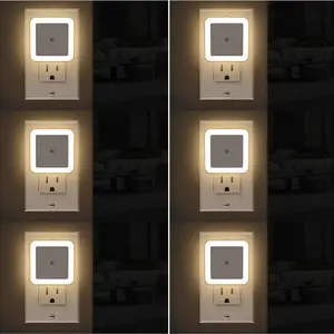 6-Pack Plug-in LED Dusk to Dawn Indoor Lighting Wall Night Lights, 0.5w Power, Sensor On/Off, Warm White Home Lighting for Bedroom, Hallway - Spring Statements Home & Festive Decorations,summervibes outdoorfun