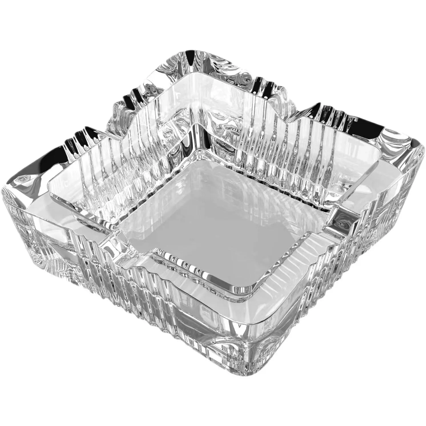 Square Crystal Glass Cigarette Ashtray, Classic Decor Design, 41-in Large Durable Smooth Room Decor Ashtray for Home-Outdoor Use, Gift-Ready with Box & Free Replacement Service
