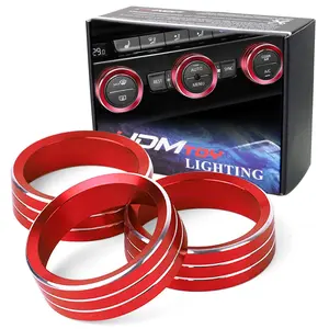iJDMTOY 3pc Sports Red Aluminum AC Climate Control Turner Ring Covers For Volkswagen: 2018-up Atlas