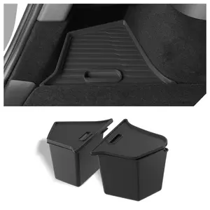 2pcs Trunk Storage Packets for Tesla for Model Y 2021-2024 5 Seat (not for 2025, Not for 7Seat)(Only for USA Car) Car Rear Trunk Corner Storage Boxes with Lids Organizers Side Storage Bins TPE