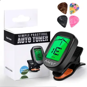 4 Pack  Clip On Guitar Tuner for All Instruments, Acoustic  Clear LCD Display for Guitar Tuning