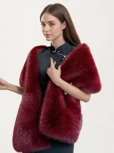 Handmade High-End Autumn Winter Pure Color Polyester Imitation Mink Fur Shawl, Fashion Versatile Simple Women's Scarf for Warmth, Soft Warm Shawl