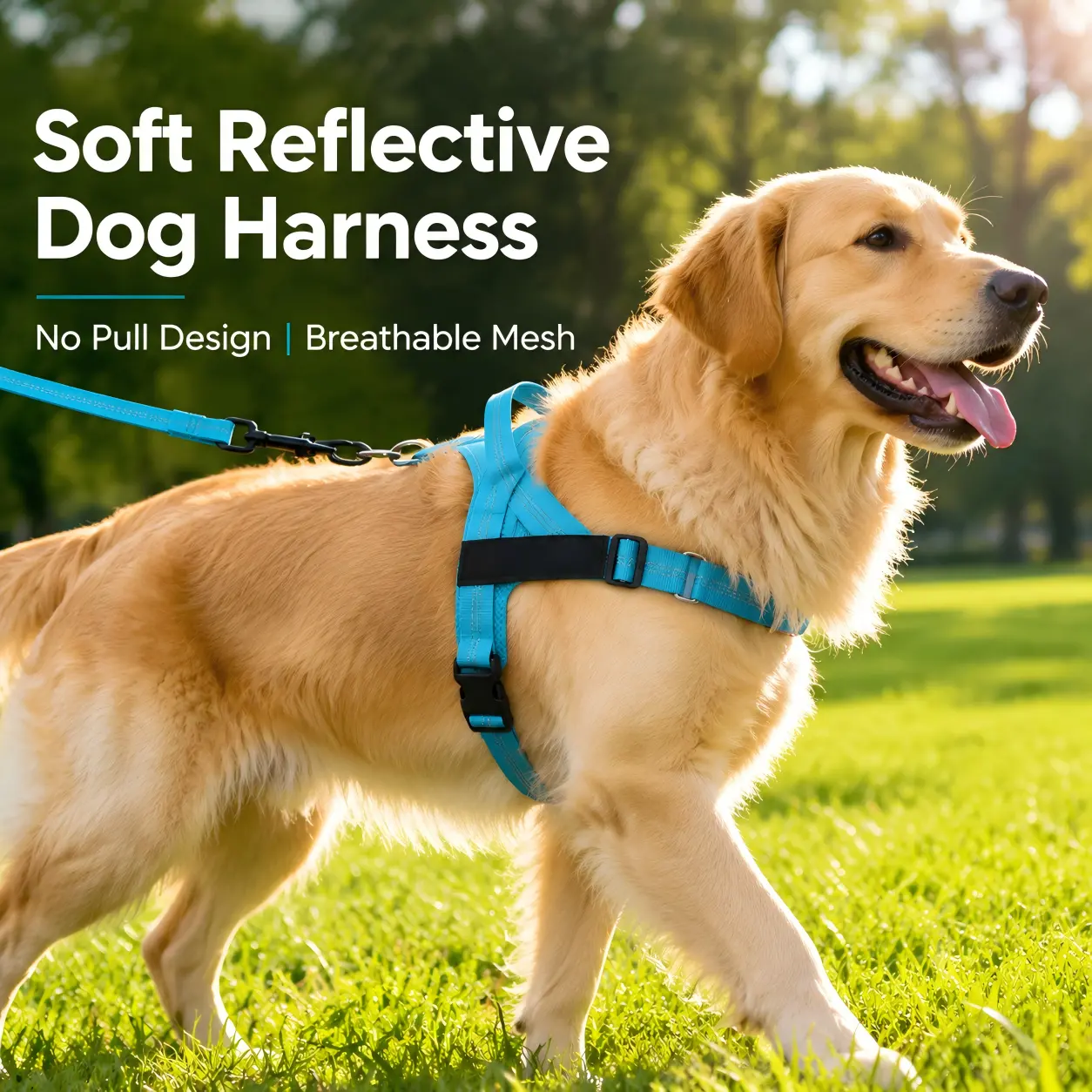 Reflective Breathable Padded Nylon Dog Harness - Collars & Harnesses for Small/Medium/Large Dogs, Dual D-Ring & O-Ring, No-Pull Vest for Daily Walks, Hiking, Jogging