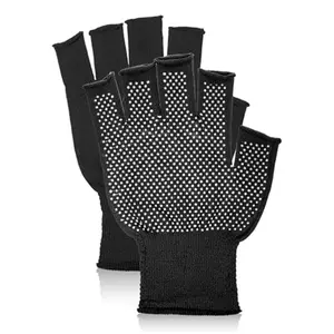 2 Pairs Fingerless Work Gloves Workout Gloves for Men Black Half Gym Glove Thin Non Slip Exercise Anti-Slip Glove for Sports Driving Cycling Working Training, Lightweight