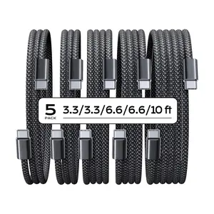 240W USB C Data Cable, USB C to USB C Super Fast Charging Cable for iPhone 16/15，Type C Fast Charging Cord，Compatible with iPhone 16/15, Galaxy S24/S23, iPad Pro 13.5/11 Inch, iPad Air 5，3-Pack: 3ft+6ft+10ft，5-Pack: 3ft+3ft+6ft+6ft+10ft