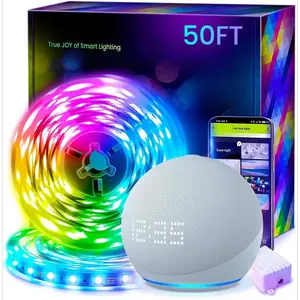50ft Smart LED Strip Alexa 5050 RGB Music Sync App Remote Multi Color Wireless Bedroom Voice Control