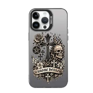 Chrome Hearts Inspired Skull and Crossbones Luxury Smartphone Cover - Bold Gothic Design Accessory, Anti-Drop Protection, Smooth Touch, Compatible with iPhone 11,12,13 Pro Max Plus,14,15,16,17 Air