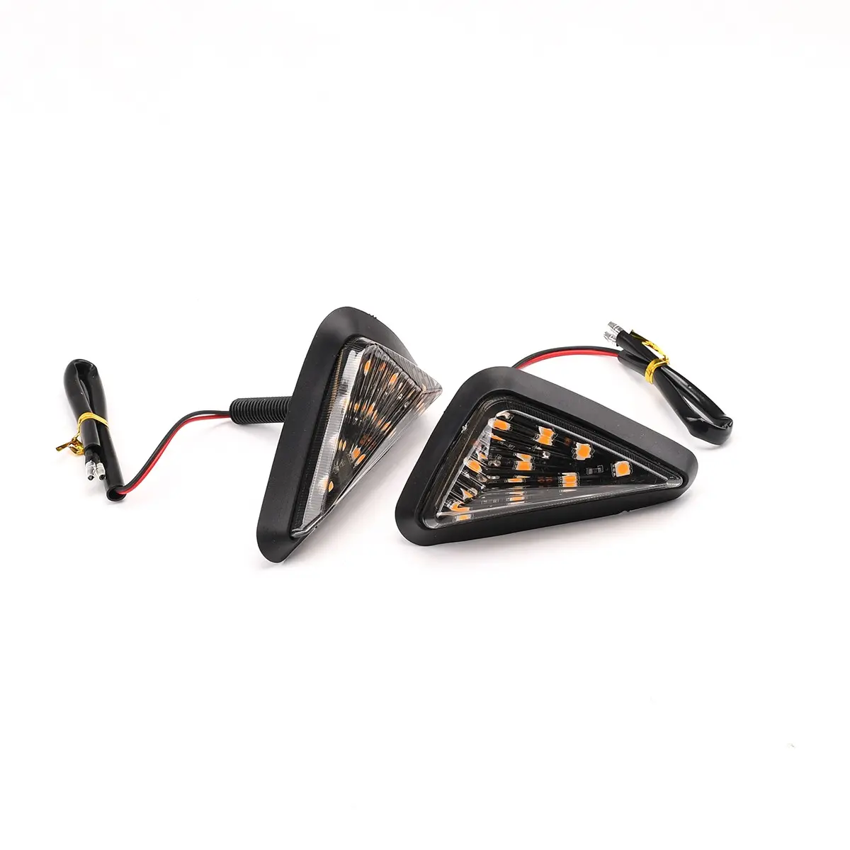 2PCS Triangle Embedded Motorcycle LED Turn Signals, 12V Amber Flush Mount Blinkers with Smoked & Clear Lenses, Universal for Honda Yamaha Suzuki Scooter ATV