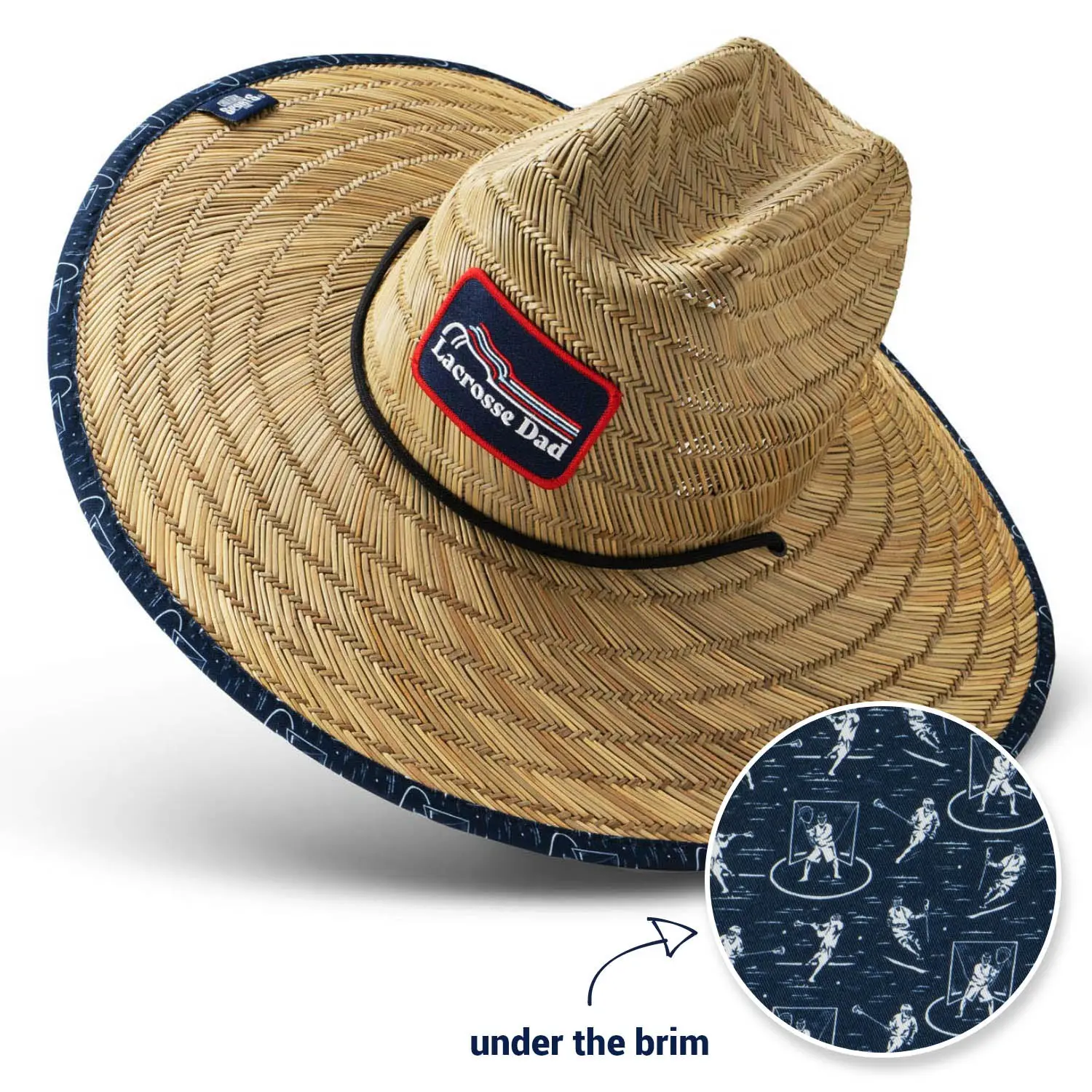 Men's Adjustable Wide Brim Straw Hat - Stylish Handwoven Lacrosse Theme Design for Athletes, Under Brim Graphic, Outdoor Sun Protection, Stylish Hat, Straw Hats