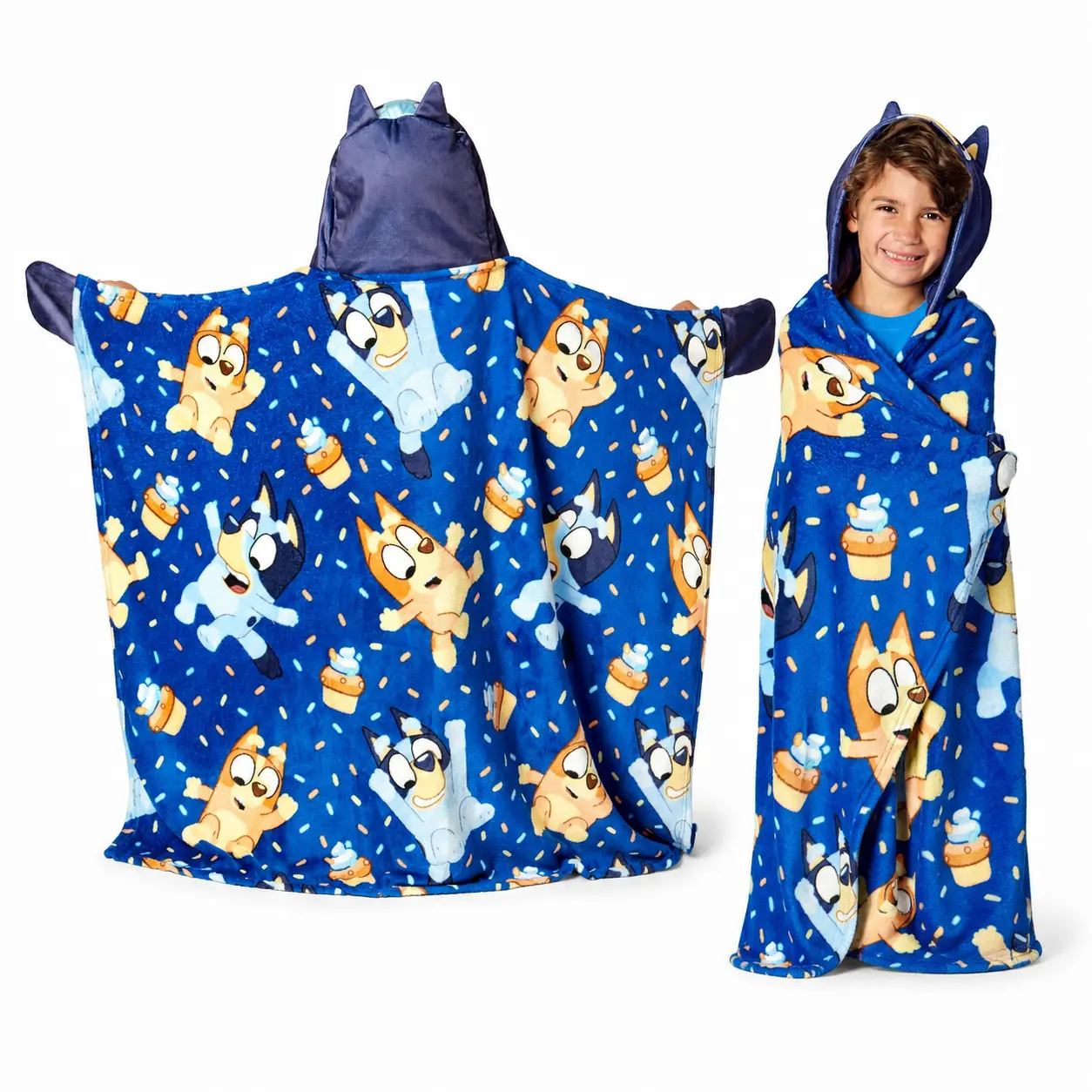 Bluey Hooded 3D Throw Blanket, 40 x 50 in, Kids Wearable Blanket for Sofa, TV & Gifts